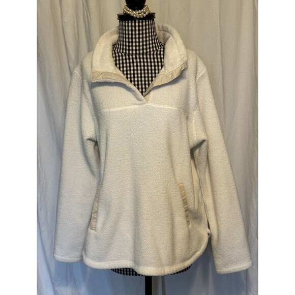 tXs Quarter button fleece pullover Ivory Size XL w/ Pocket. Super warm and cozy - Picture 1 of 6